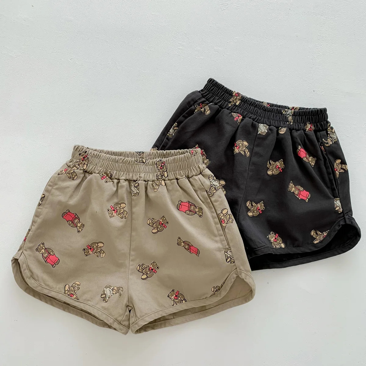 Summer Thin Comfortable Cartoon Shorts Children Boys Casual Short Pants Girl Cute Bear Print Boutique Short Trousers 250304