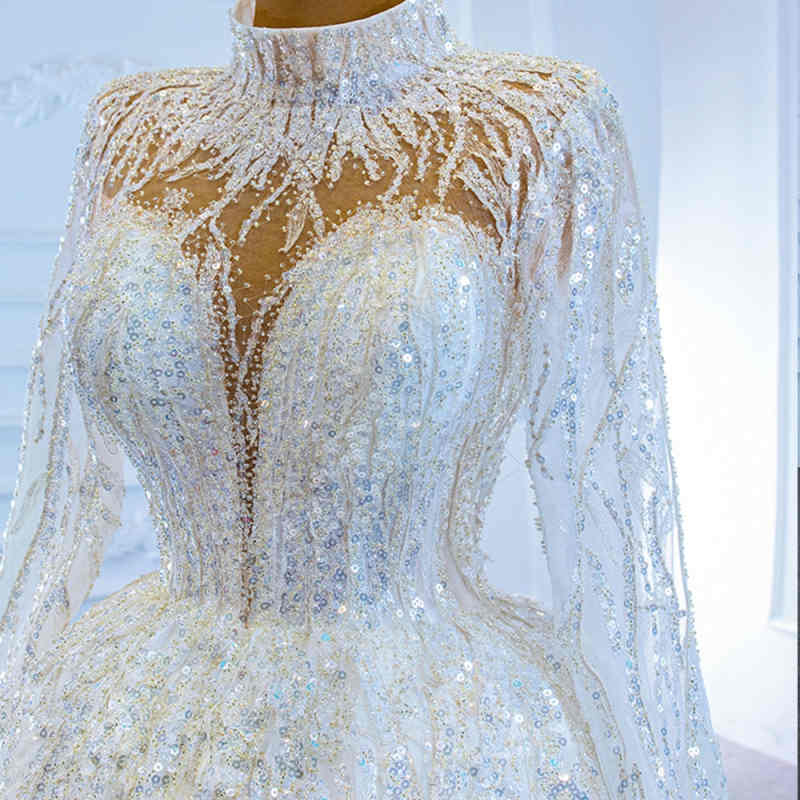 Sparkling Wedding Dresses Ball Gown Lace Crystal Appliques Beads with Bling Sequins Lace-Up Floor-Length Court Gown Customized Bridal Gowns Vestidos D