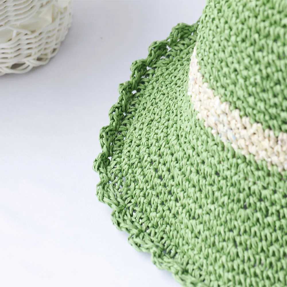 2024 New fashion Style Bucket Hats Foldable Sun Crochet Hat For Beach Travel And Vacation handmade str hatXJ250304