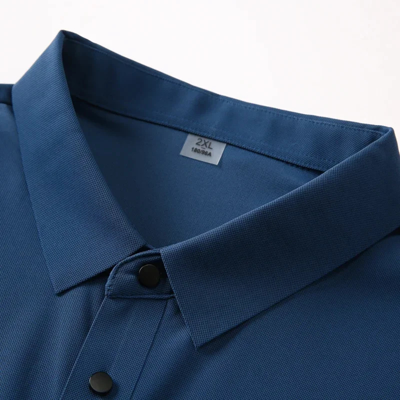 Summer T-shirt Short Sleeve Stretch Ice Silk Polo Shirt Men Business Casual Lapels Slim-Fitting Seamless Mercerized Thin Top Men 250304