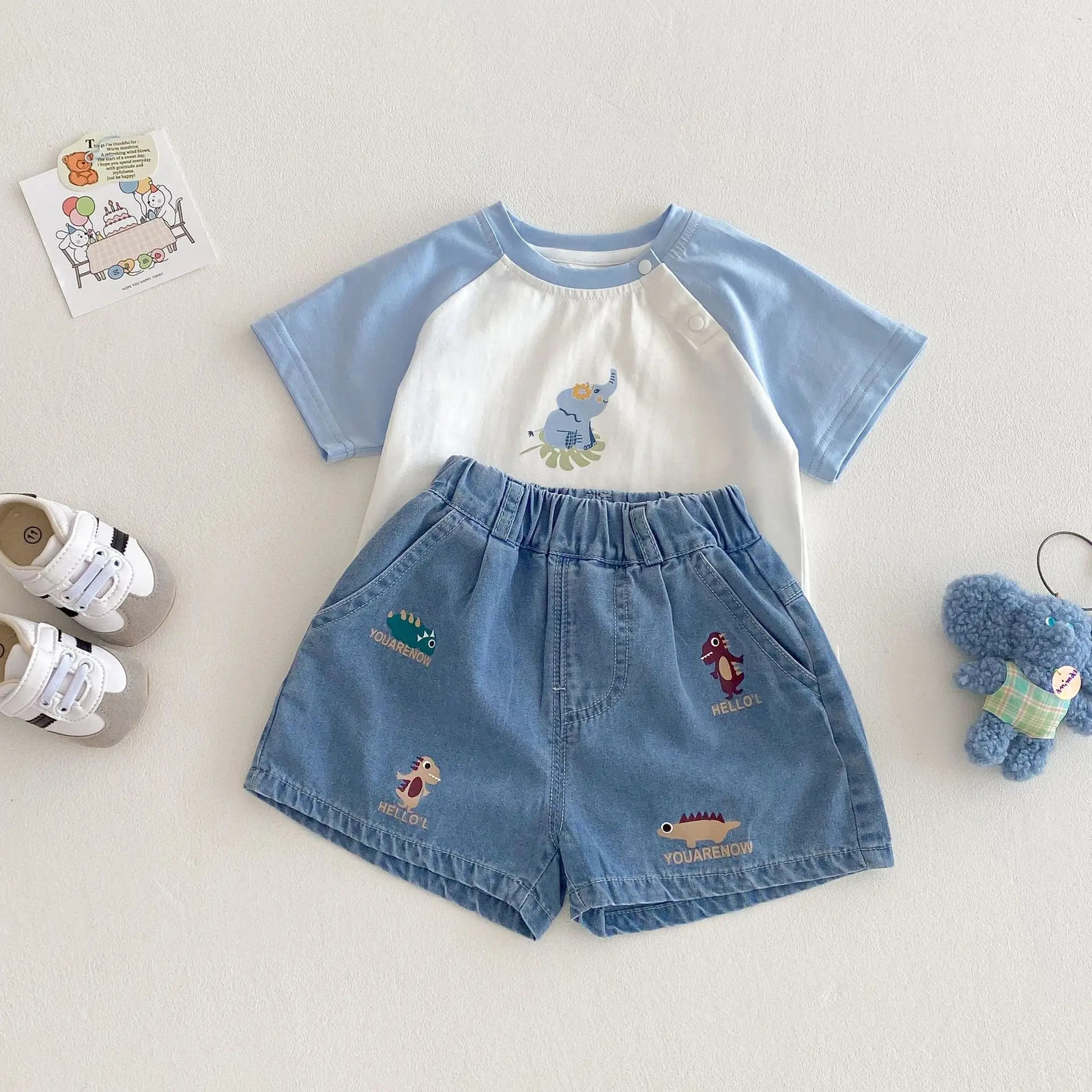 Milancel Stylish Denim Shorts for Kids Summer Baby Childrens Clothing 05Y Cute Embroidered Dinosaur Boys Casual 250303
