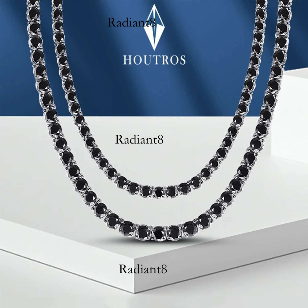 3/4/5/6.5mm Full Black Moissanite Tennis with GRA Sterg Sier Lab Dia Hiphop Necklace Jewelry for Men Women