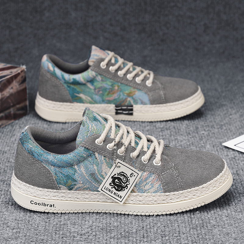 2025 Spring Original Fashion Pattern Canvas Breathable Famous Designer s New Sports And Leisure Linen Cloth Niche Running Shoes