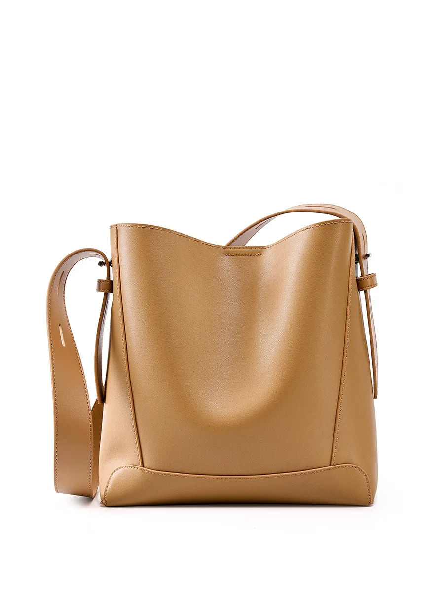 Genuine Leather Womens Bag Crossbody One Shoulder Large Capacity Bucket 250303