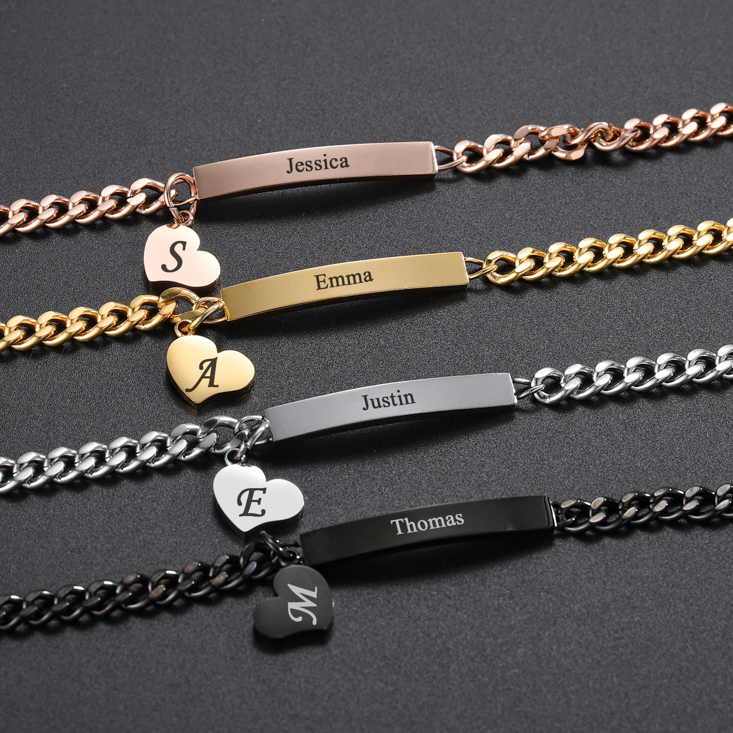 Customized carved name bracelet with baby and childrens style high-quality stainless steel 18K gold-plated commemorative jewelry gift 250304