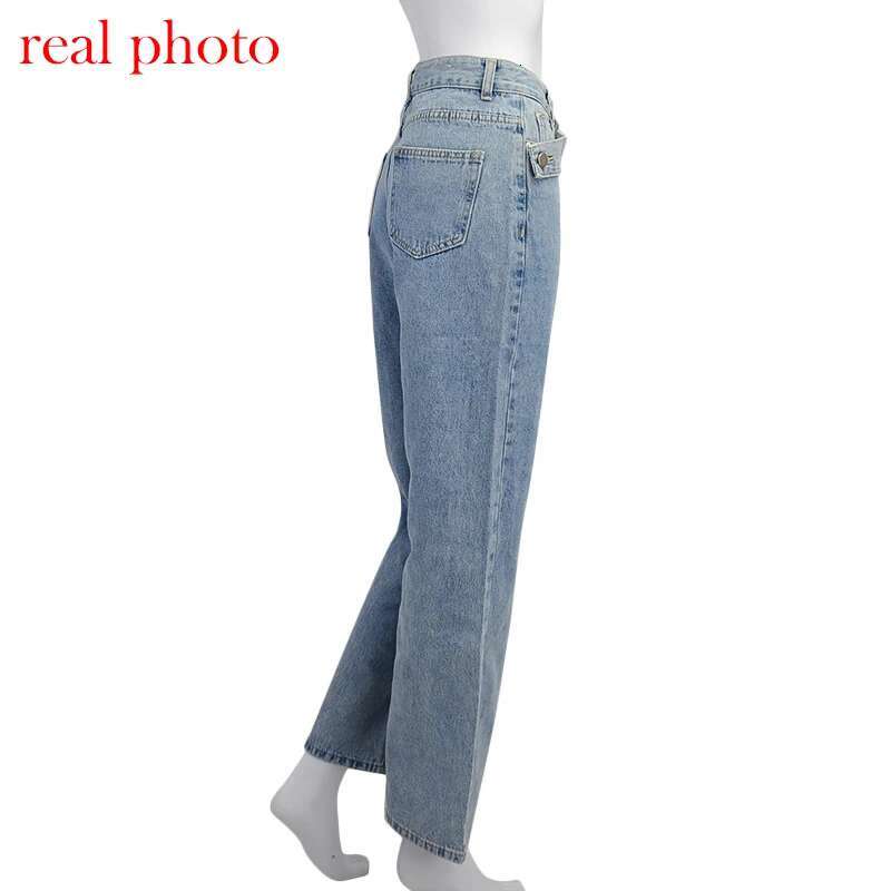 Cryptographic Casual Fashion Straight Denim High Waist Women Pants Fall Winter 2024 Haruku Boyfriend Jeans Loose Bottom