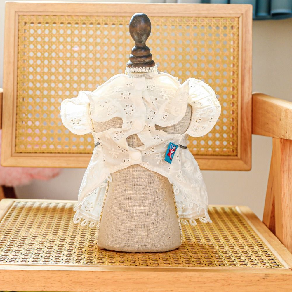 Bichon Frise White Spring Cat Dog Dress Hollow Out Skin-friendly Puppy Skirt Soft Pet Skirt Spring/summer