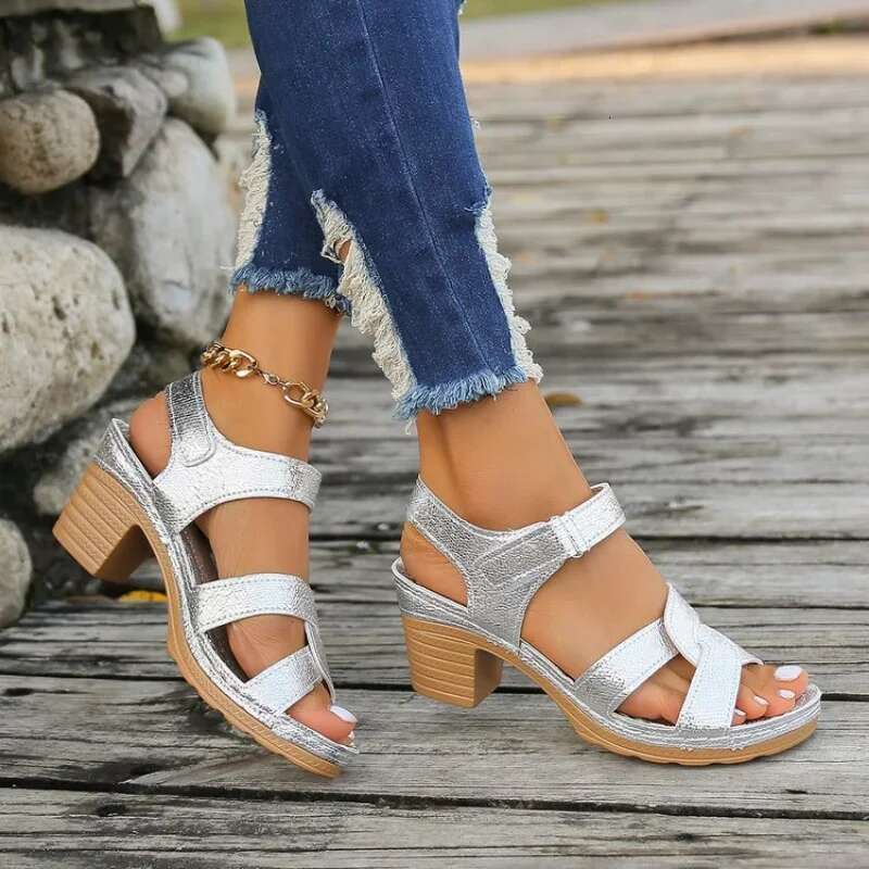 Platform High Women Heels 2025 Summer Dress Chunky Open Toe Shoes New Design Brand Sgback Sandals Female atos Muje
