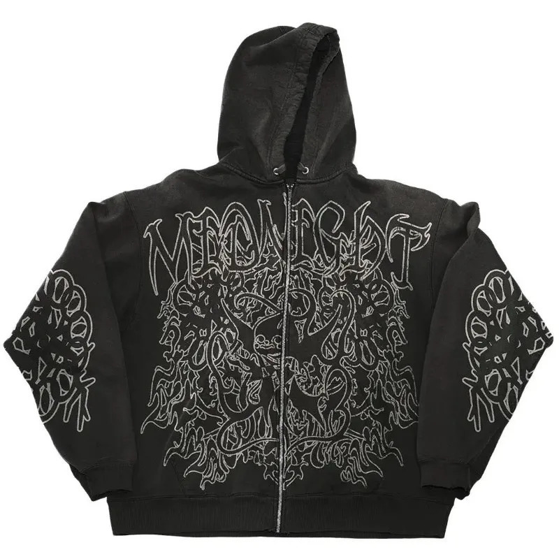 American Street Loose Hoodie Street Y2K Harajuku Printed Sweater Skull Cross Harajuku Fashion Mens and Womens Sportswear 250228