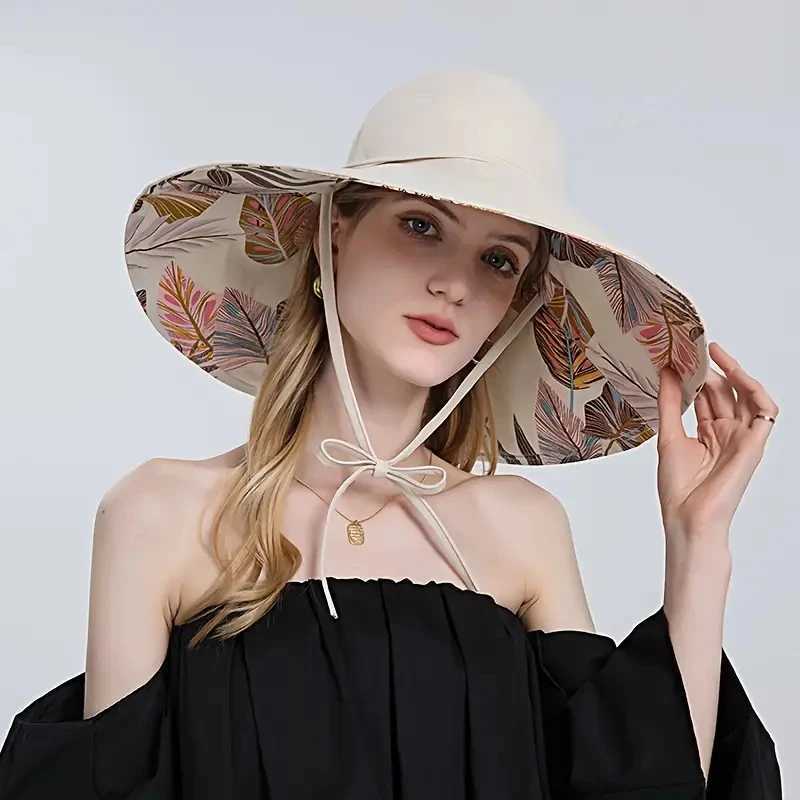 Women Wide Brim Sun Hats Metal Wired Edge Summer UV Protection Boho Hat for Beach Hiking Garden TravelXJ250304
