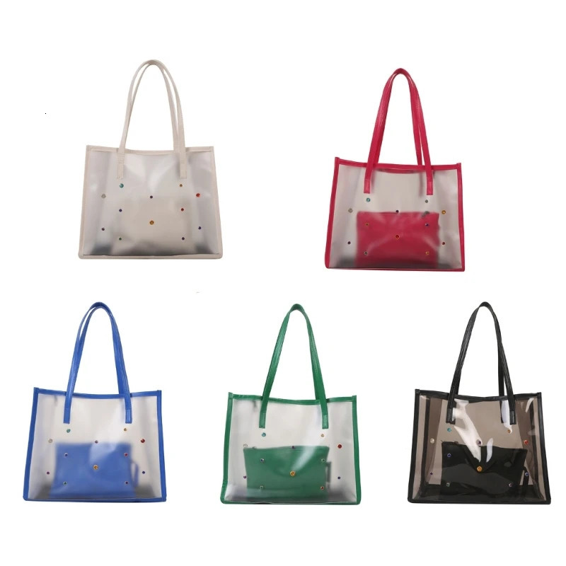 2pcs/set Fashionable Transparent Shoulder Bag for Ladies Great for Beach Trips Daily Commutes and Shopping 250305ww