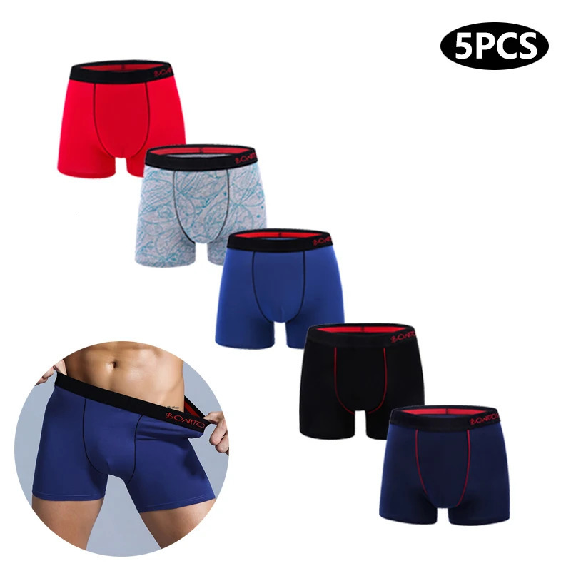 5Pcs Mens Panties Cotton Boxer Sexy Man Boxers Underwear Shorts Lots Male Boxershorts Set Family Underpants s 250303