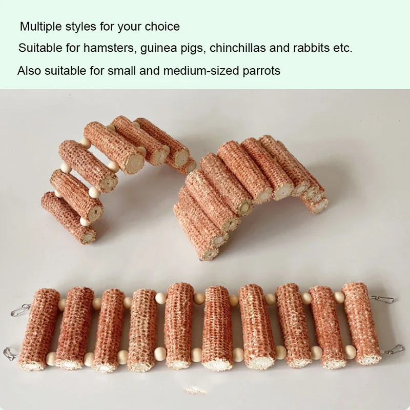 Natural Hamster Toy Corn Cob Ladders Platform Natural Toys for Chinchilla Hamster Small Animals Pets Cage Accessories Parrots