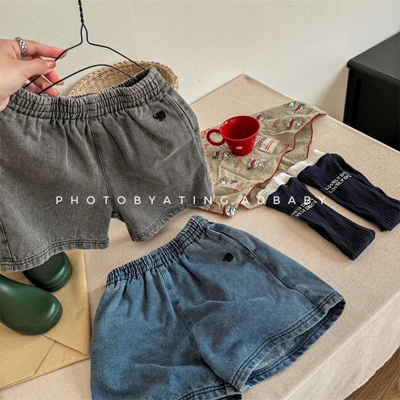 Summer Children Denim Shorts Solid Boys Girls Loose Casual Short Jeans Kids Fashion Versatile Toddler Clothes 250303