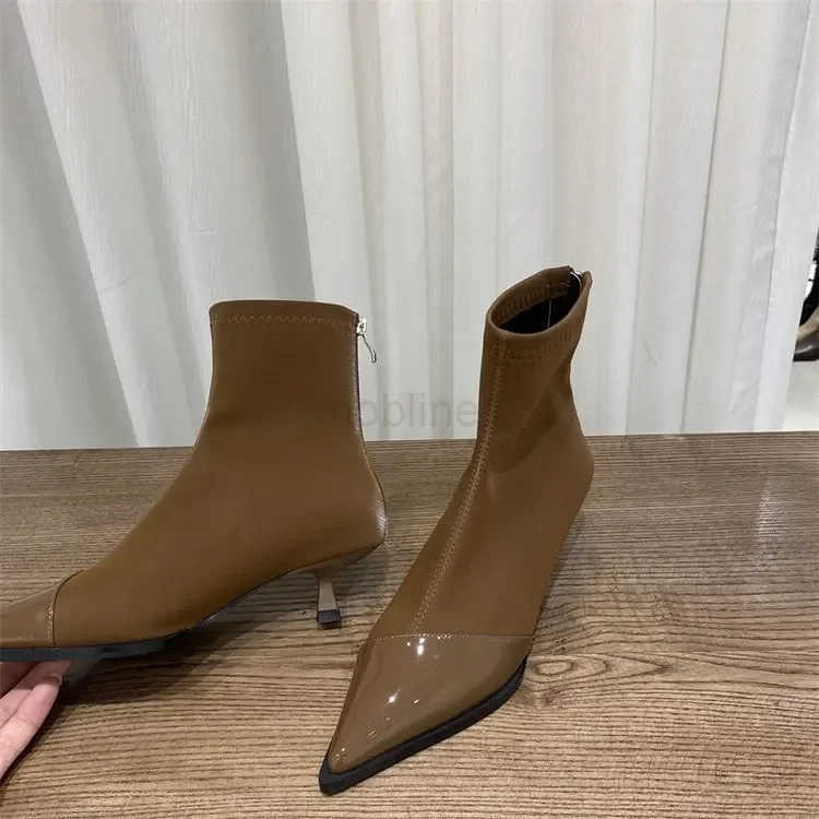 Wen Ankle Boots Fion Pointed Toe Low H Ladies Elegant Short Boot Thin Heel Botas De Mujer 2023 Z250304