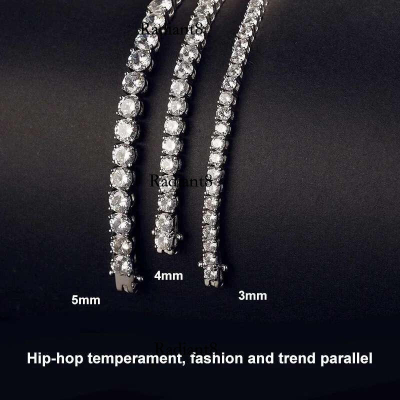 NeeTim Sterg Sier Real Moissanite Tennis Necklace Bracelet for Women Men Lab Dias with GRA Certificate Neck Chain