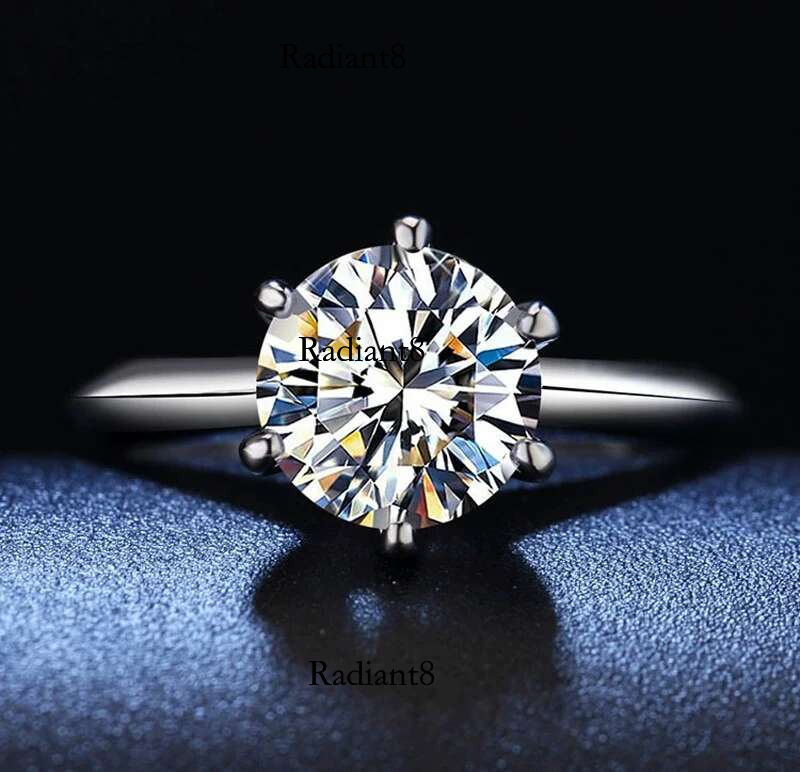 PT950 Platinum Real Moissanite Dia Ring Solitaire VVS 1 2 / 3 Wedding Band Fine Jewelry For Women