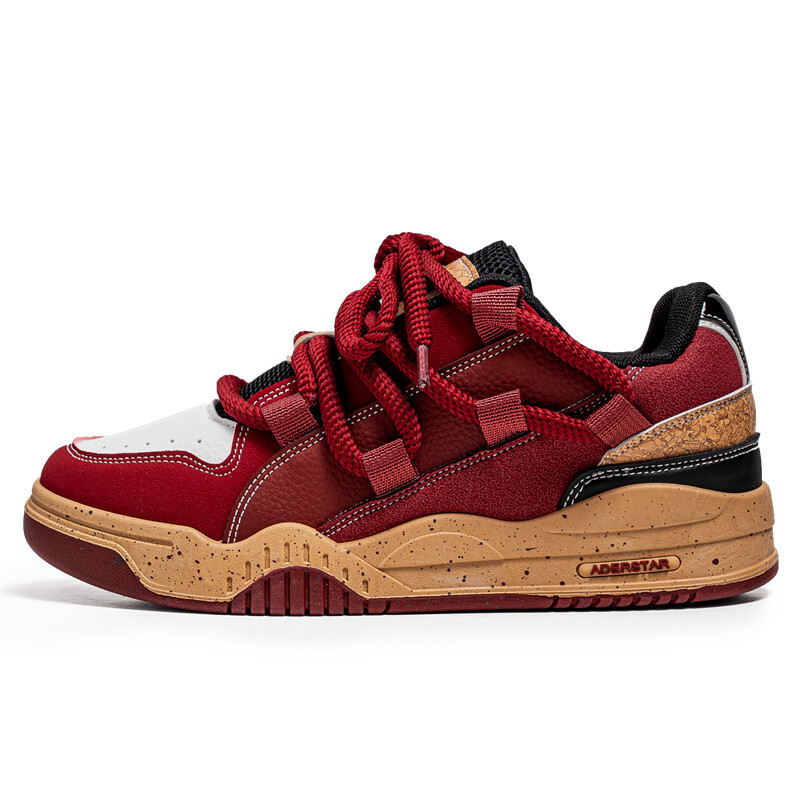 2025 New Niche Design Wine Red Board Trend Multifunctional Leisure Breathable Sports Shoes Thick Sole Height Increasing Bread Shoes Men's Board S
