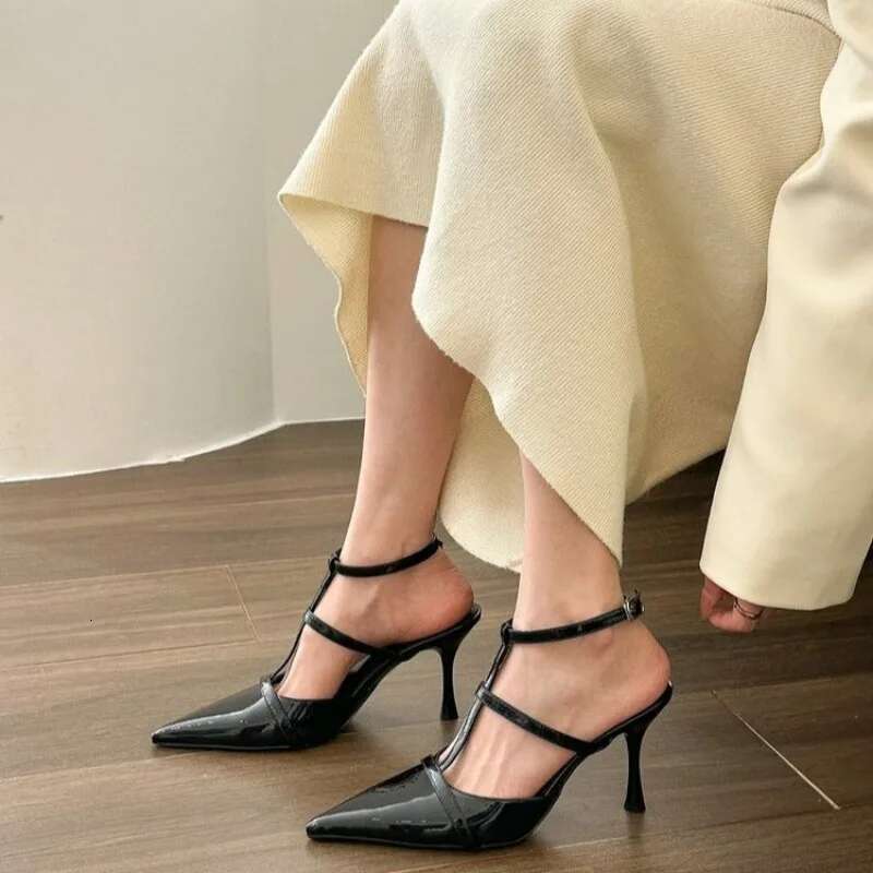 New Trendy Women Gladiator Sandals Summer Pointed Toe Elegant High Heels Thin Strap Pumps Ladies Party Shoes Size 42