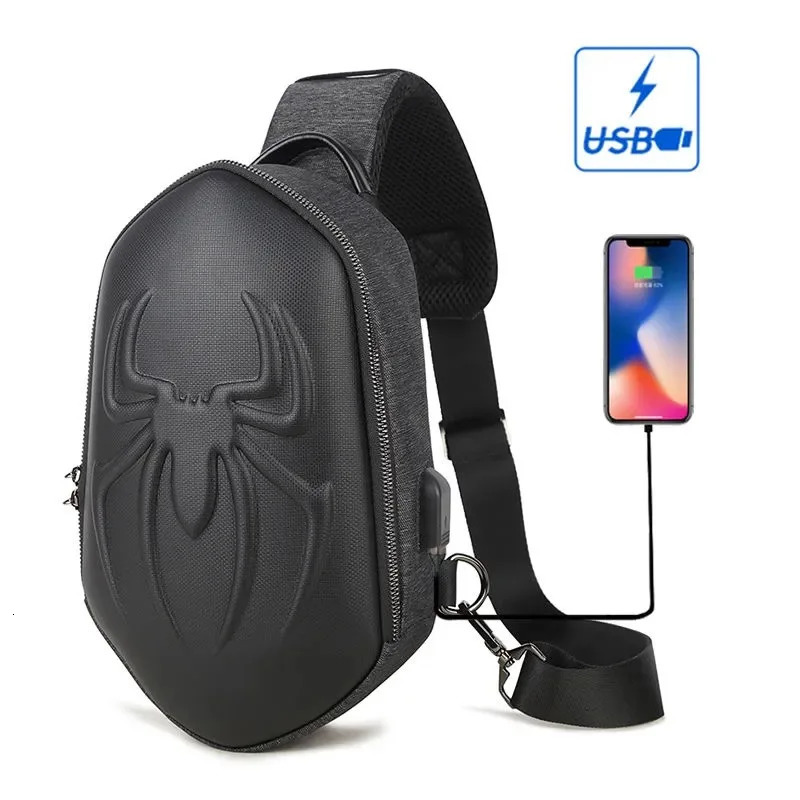 Running Chest Bag for Men USB Charging Fashion Streetwear Sling Pack Crossbody Motor Cycling Backpack College Student Unisex 250227