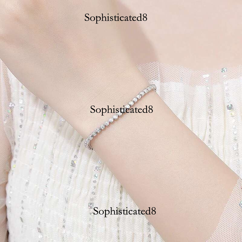 KNOBSPIN 2mm Moissanite Tennis for Woman Men Hip Hop Chain with GRA 100% Sterg Sliver White Gold Plated Bracelet
