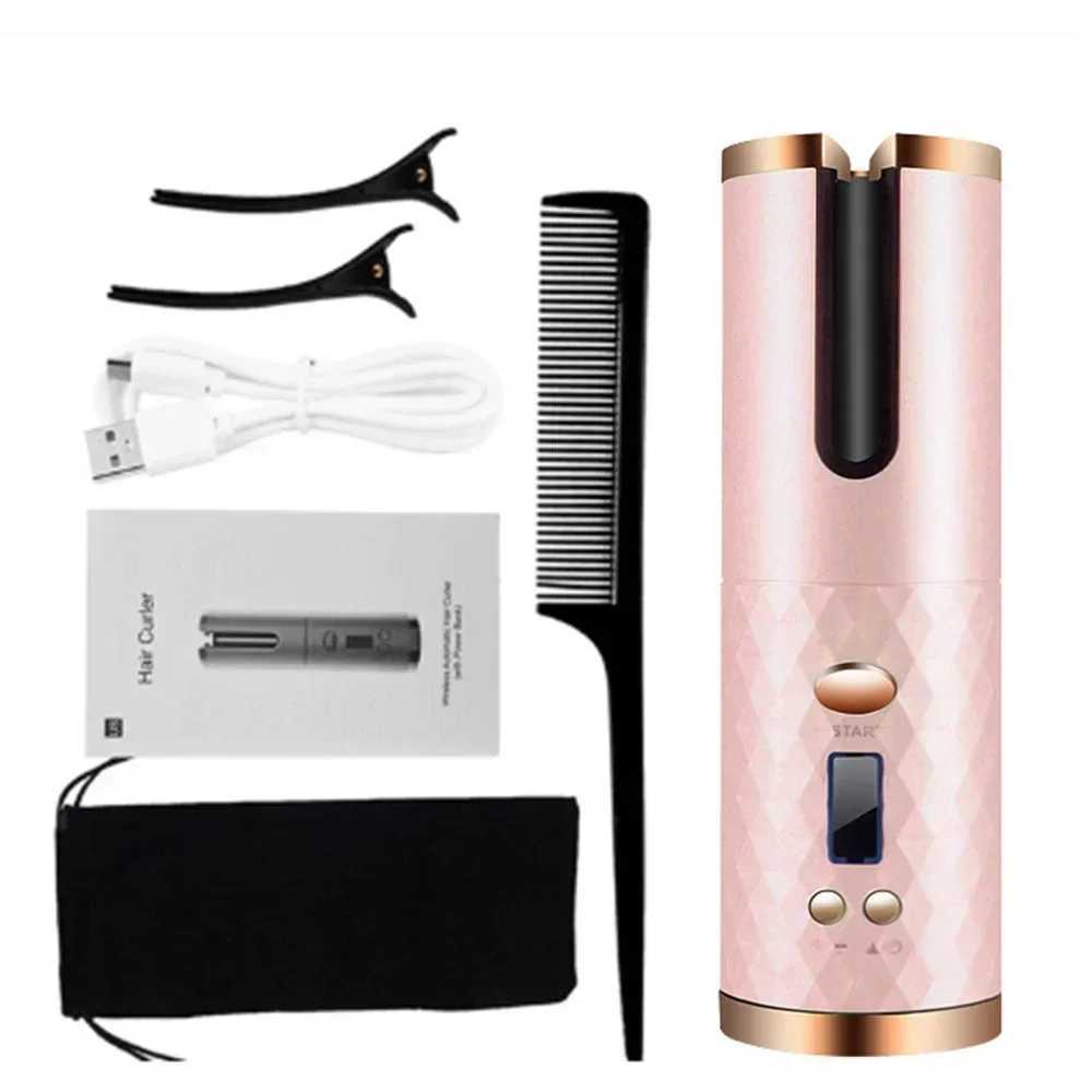 Curling Irons Cordless Automatic Hair Curler Portable Wireless USB Rechargeable Auto Rotating Ceramic Wand Curling Iron Hair Styling Tools z250304