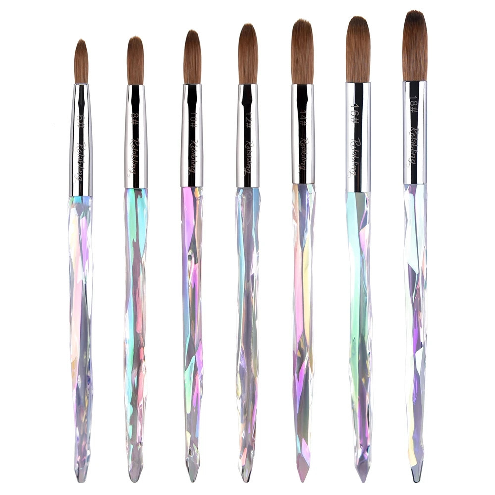 1pcs Kolinsky Acrylic Nail Brush 6/8/10/12/14/16/18 Liquid Powder Nail Buider Painting Drawing Carving Pen UV Gel Manicure Tool 250304