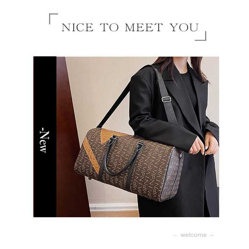 Cross Border PU Travel Bag Fashionable Letter fitness Bag Spring New Production Bag Large Capacity Single Shoulder Luggage Bag Y250304