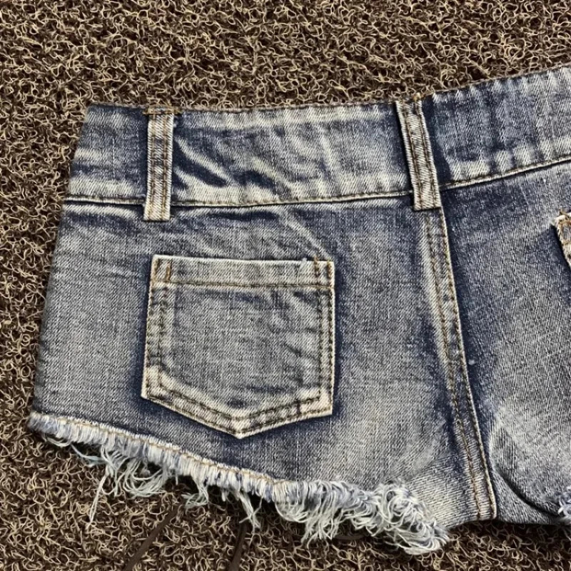 Womens Light Blue Denim Shorts Y2k Lace-up Mini Short Pants Harajuku Vintage Low Waist Jeans 2000s Trashy Clothes Summer 250303