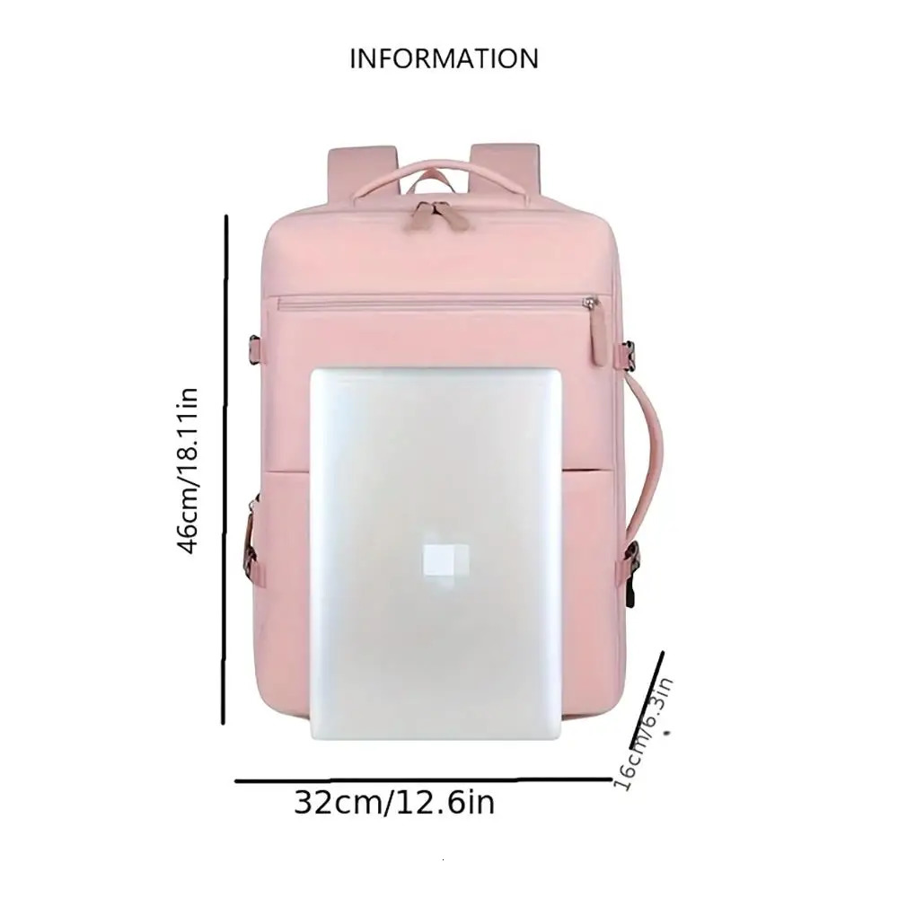 Ship from US Womens Travel Backpack with USB Charger Shoe Pocket FlightApproved Large Capacity Bag 250304FBB