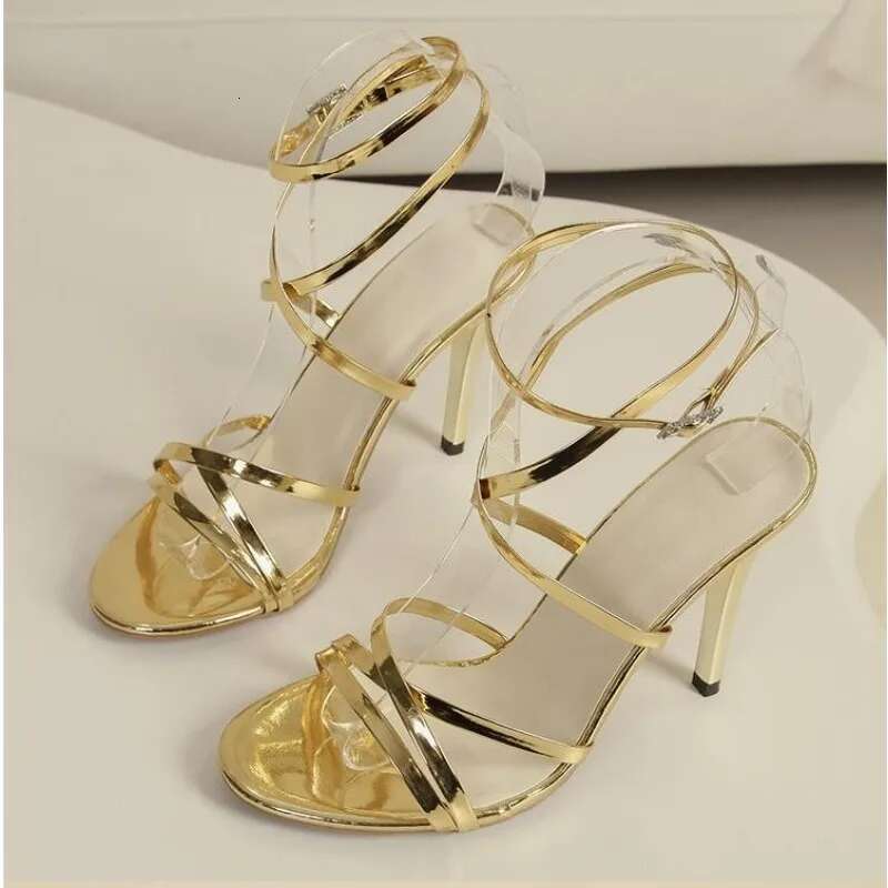 Summer Fashion Open Toe High Sandals Plus Size Lace Up Stiletto Heels Party Banquet Women's Shoes