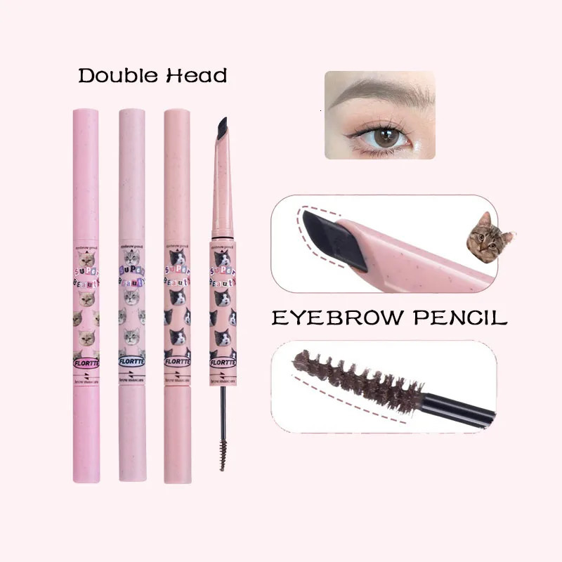 FLORTTE Double Ended Eyebrow Pencil Novice Ultra Fine Precision Eyebrow Pencil Brown Eyebrow Tinting Cosmetics 250222