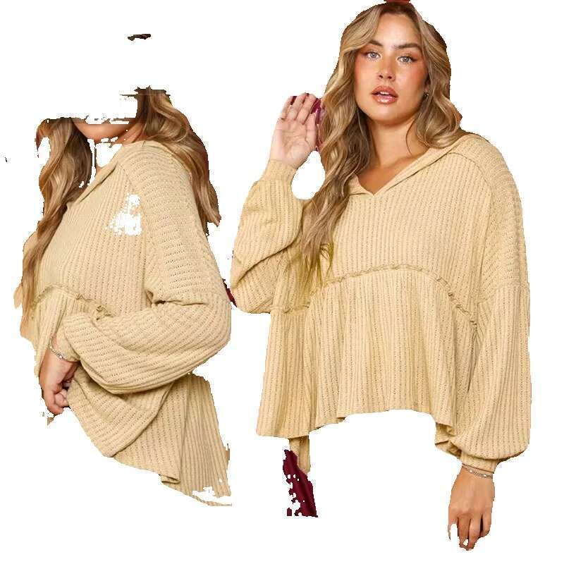 Hot Sale Fall Women Solid Color Drop Shoulder Plain Sweatshirt Pullover Hoodie