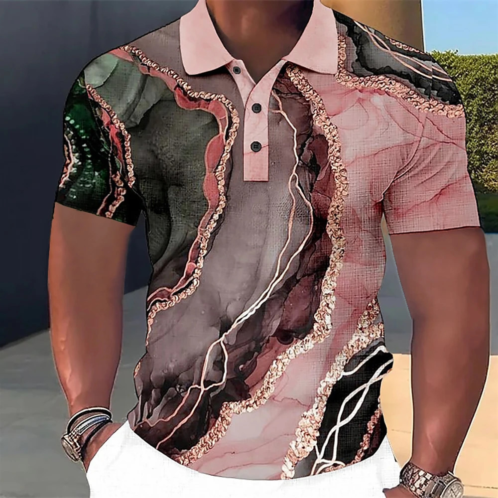 MenS Polo T-Shirt 3d Colorful Printed Fashionable MenS Clothing Street er Short Sleeve Oversized Shirt And Blouse 250304