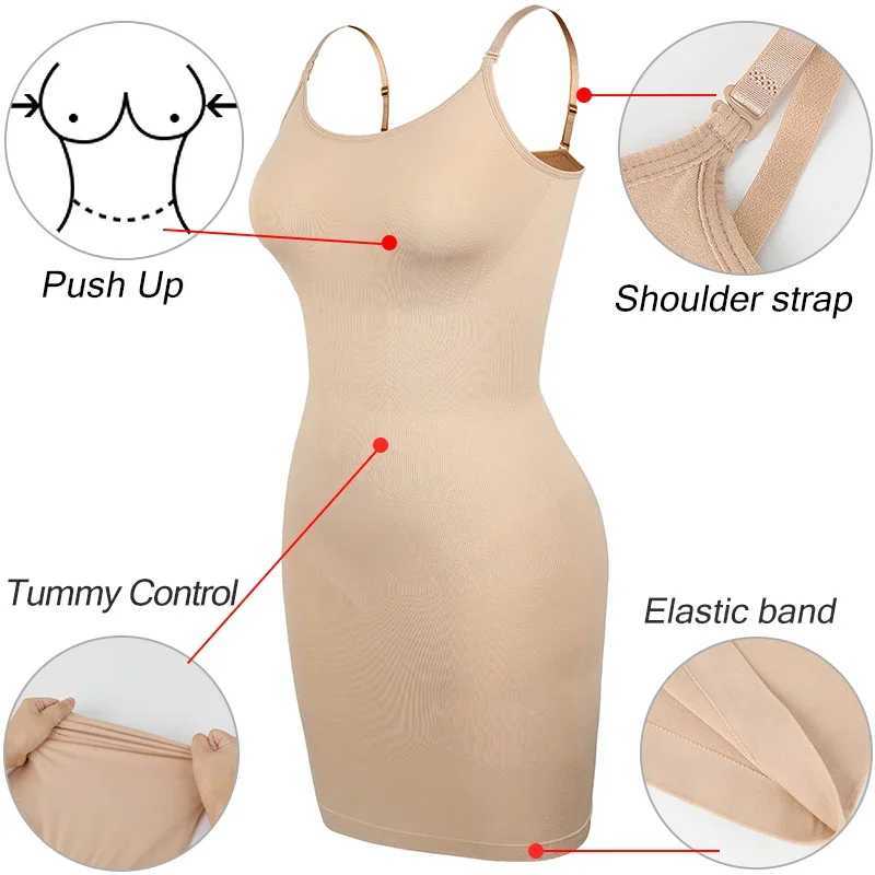Womens Shapewear Dresses New Tummy Control Body Shaper Slimming Waist Butt Lifter Bodysuits Camisole Dresses Lady UnderwearXJ250304