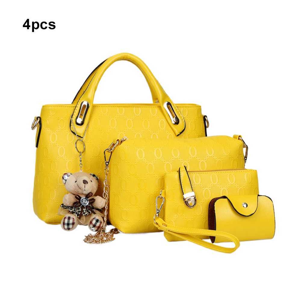 4pieces Classic Handbag For Ladies Large Capacity And Durable Versatile Handy Bags For Women Purse red Z250303