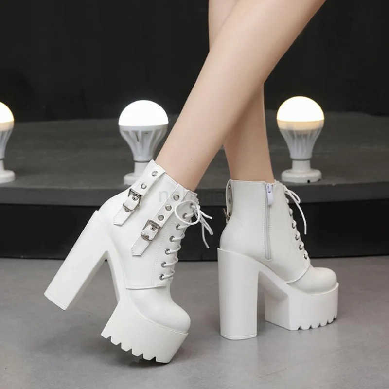 New Wen Black White Ankle Boots 14cm Super High H Square H Boots Zip Insole Sexy Wen Boots Z250304