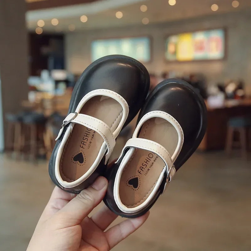 Girls PU Leather Shoes Princess Spring Black Softsoled Children Kids Loafer Size 2136 Footwear 250303