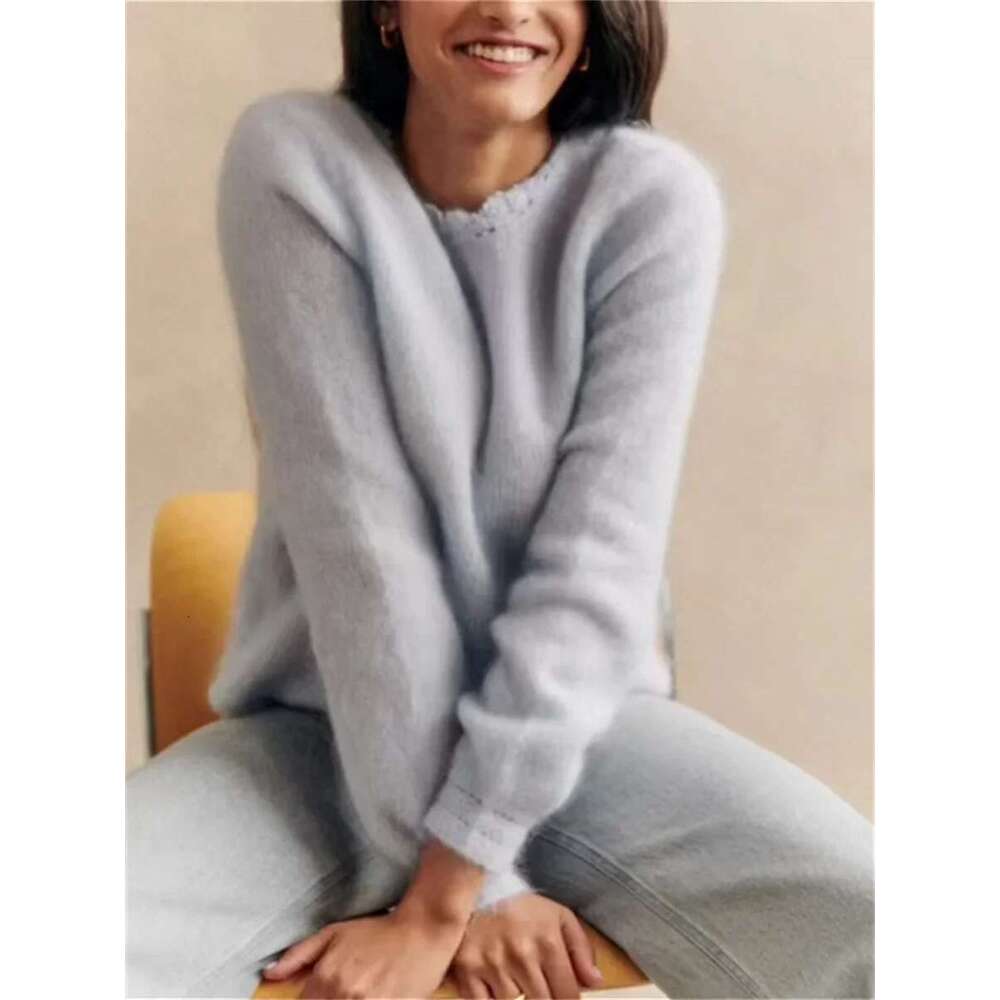 2 Colors Knit Cardigan Women Crochet Hollow Out Wear Both Front And Back V-Neck Mohair Wool Blends Fall 2025 Female Sweater