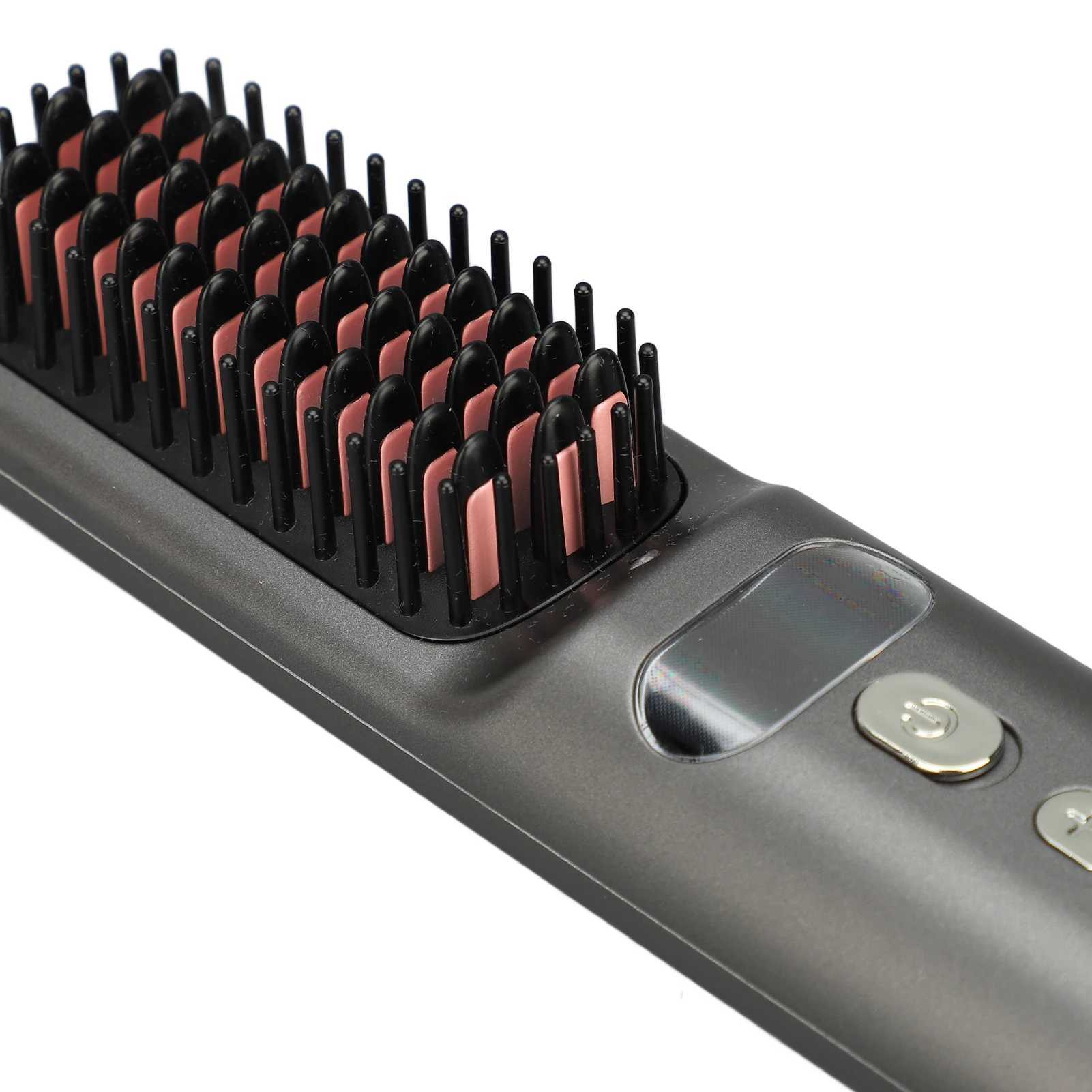 Curling Irons Electric Hair Brushes Cordless Hair Straightener Brush Portable Straightening Brush Negative Ions Hot Comb USB Charge z250304