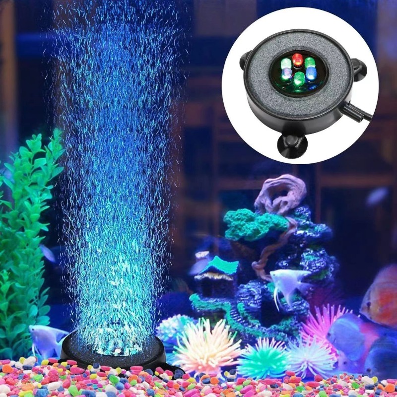 New Colorful Bubble Lights Aquarium Aquascape Decoration Easy Install Waterproof LED Submersible Round Oxygen Production Lights
