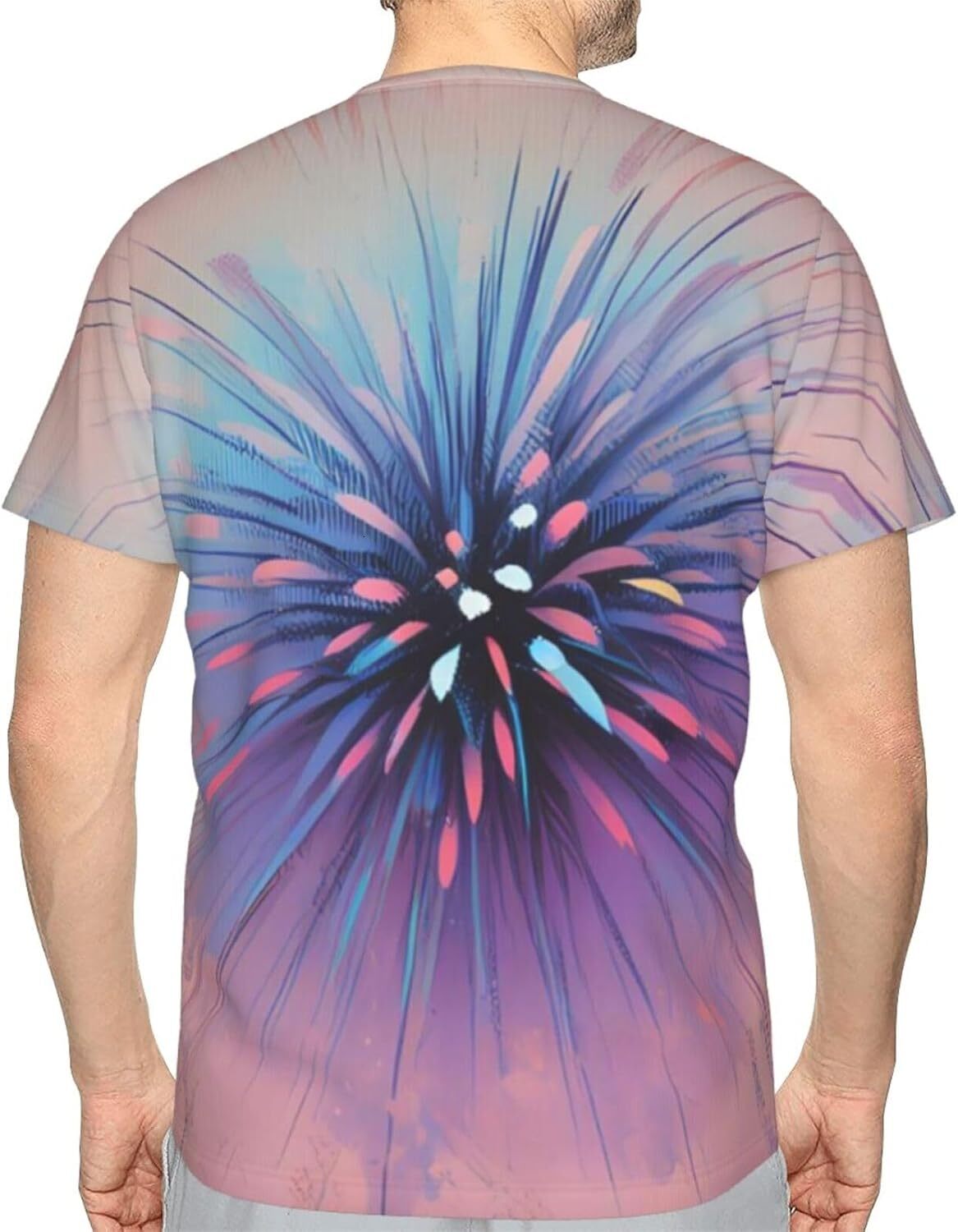 Mens T shirt Colorful Fireworks Funny 3D Printed T-Shirt for Men Women Exploding Fireworks Comfort Fit Trendy Casual Short Sleeve Top tee Casual tops 