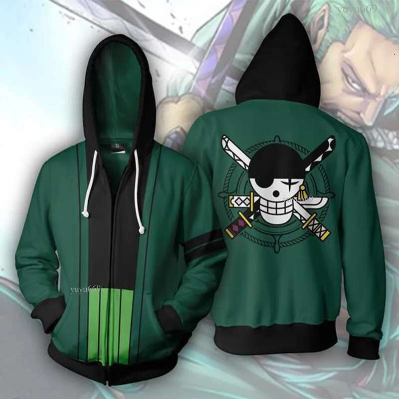 Sweatshirt Anime Men's Hoodie One Piece Roronoa Zoro Hoodies Men Cosplay Hoody Harajuku Hoodies Men Monkey D. Luffy Clothes Coat 201