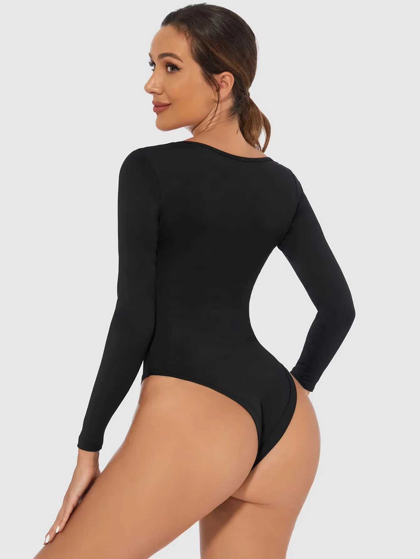 Fall and winter shapewear jumpsuit womens tight corset long swedish undershirt slim fitting jumpsuitXJ250304