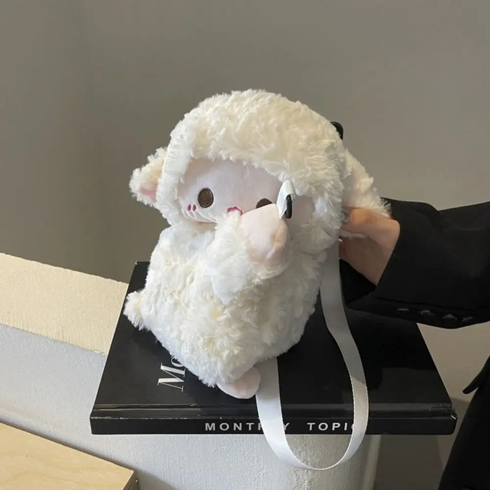 Korean Style Plush Animal Backpack Doll Toy Soft Stuffed Animal Shoulder Bag Adjustable Strap Bear Sheep Crossbody Bag Outdoor 250303