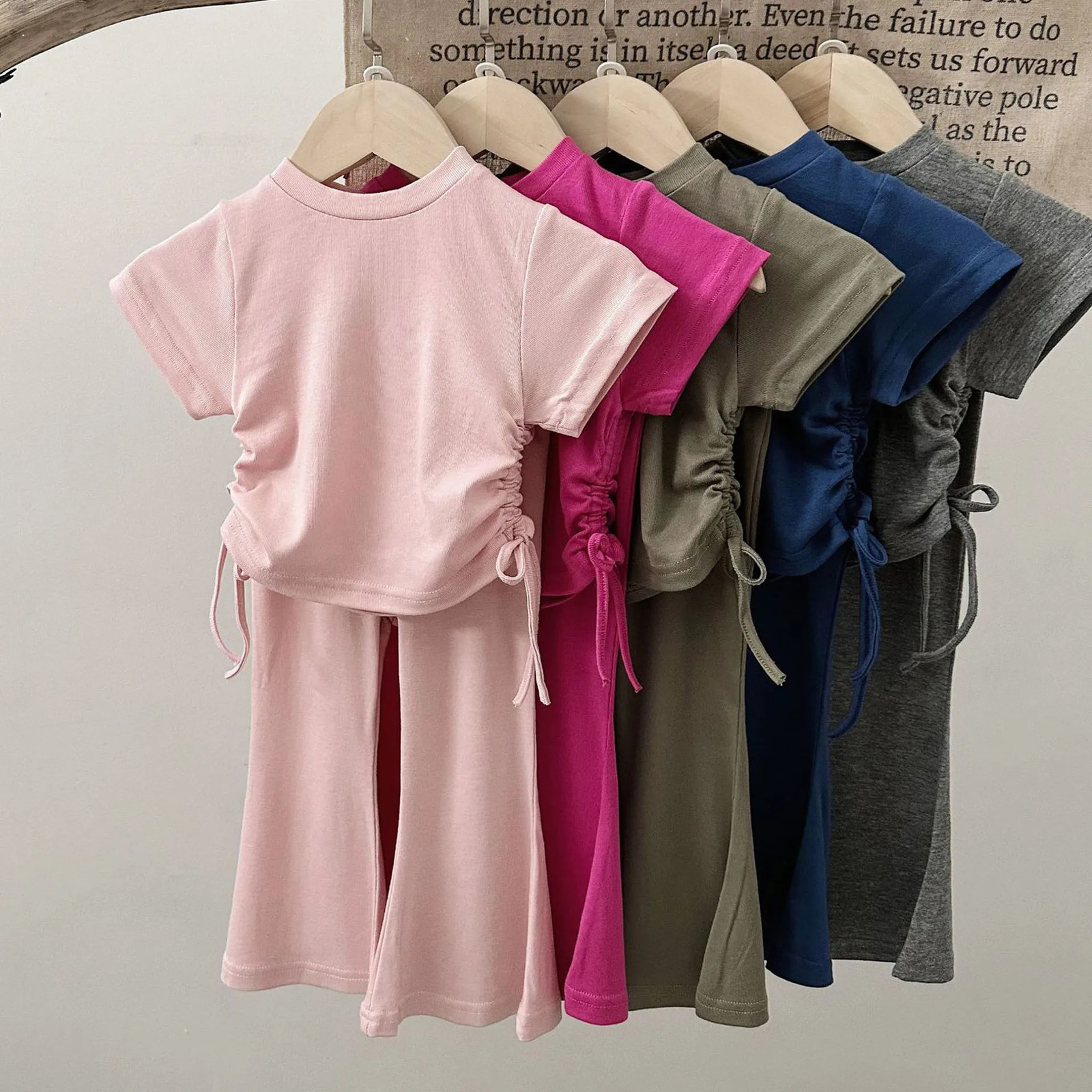 2PCS Baby Girls Clothes Set Children Clothing Solid Tops Tee Shirts and Pants Girl Kids Clothes 250304