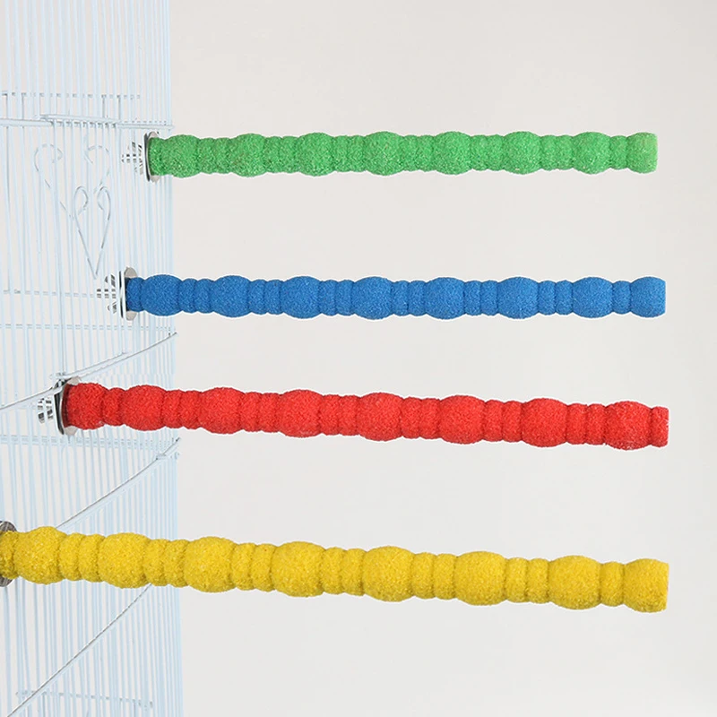 1pc Random Color Parrot Pet Raw Standing Stick Wood Hanging Stand Rack Toy Stick Stand Parakeet Branch Perches for Bird Cage Bar