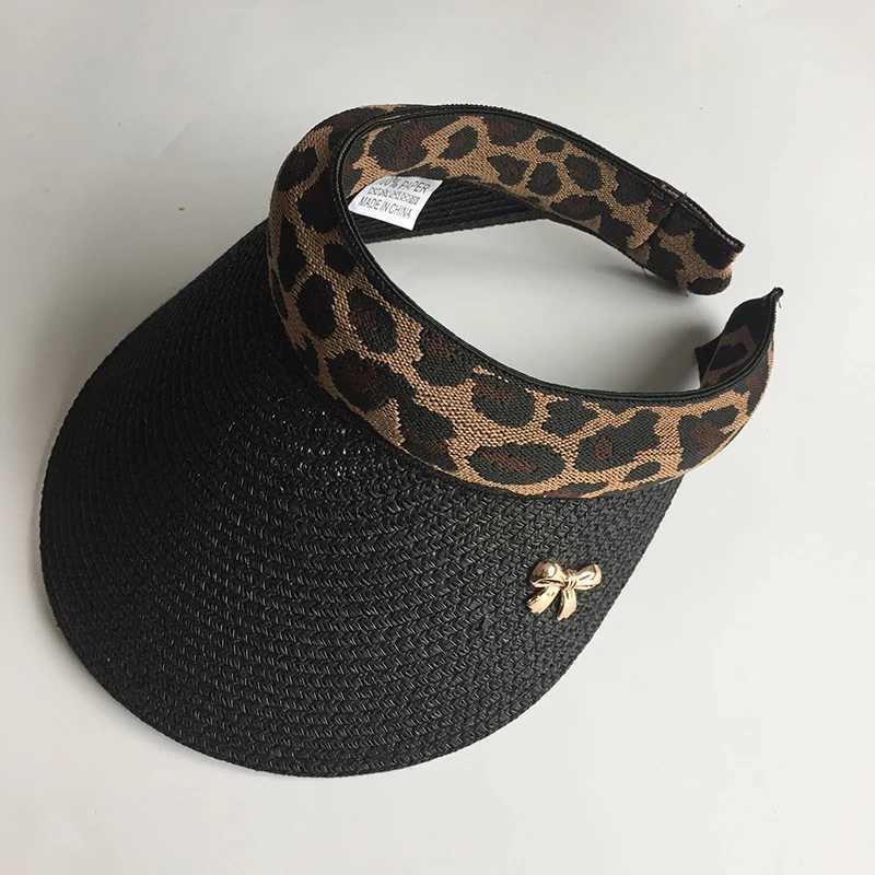 2019 New Womans Sun Hats Female Leopard Bowknot Visor Cs Hand Made DIY Str Summer C Casual Shade Hat Empty Top Hat BeachXJ250304
