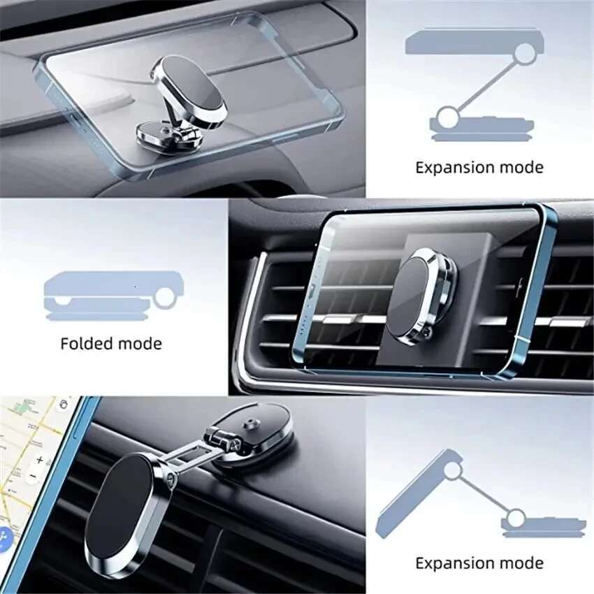 Universal Magnetic Car Holder Folding Strong Magnet Mount Mobile Metal Stand GPS Phone Bracket for IPhone Samsung