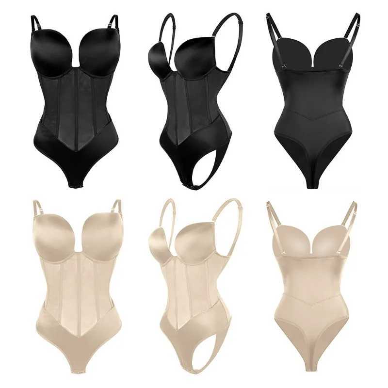 Womens shapewear compression bodysuit one-piece backless shapewear with bra tight corset weight loss waist underwearXJ250304